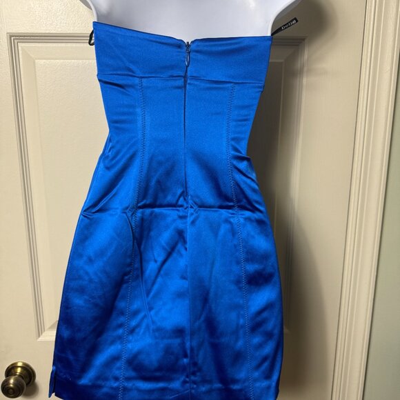 bebe Electric Blue Satin Strapless Mini Dress XXS - Picture 4 of 6